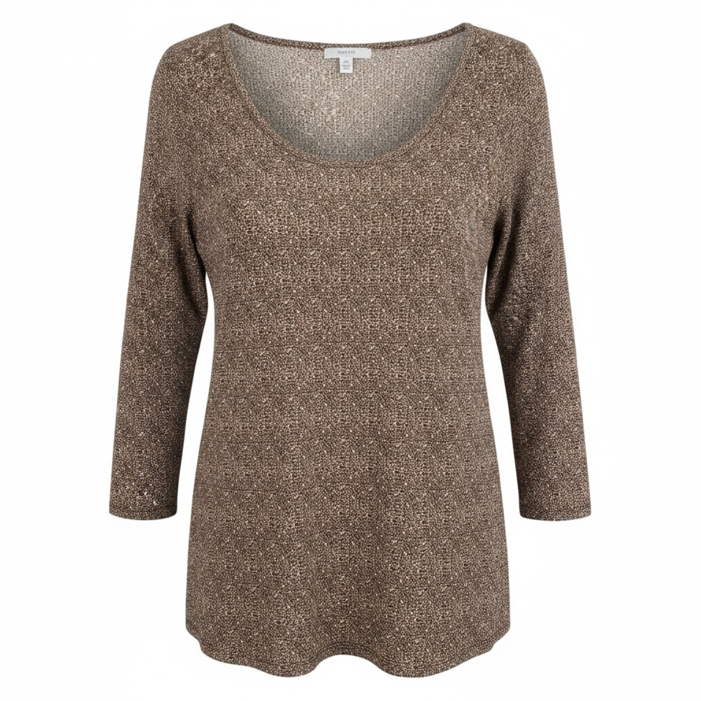 Jaclyn Smith Women's Long Sleeve Scoop Neck Knit Top, Animal Print, Size XL